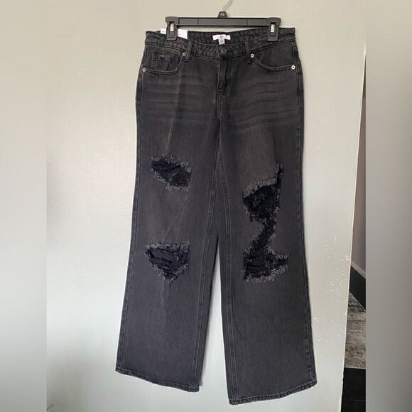 New BP Black Ripped Distressed Wide Leg Jeans 27 - Picture 1 of 10